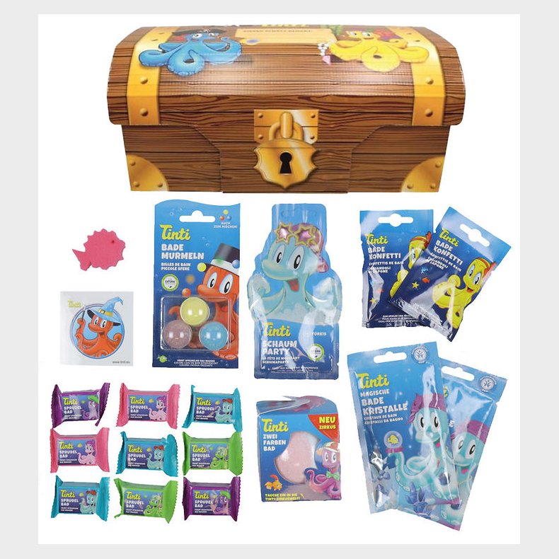 Tinti Skattekiste m. Badetilbehr - 19 dele