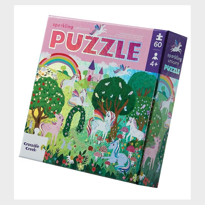 Crocodile Creek Puslespil - 60 Brikker - Sparkling Unicorn