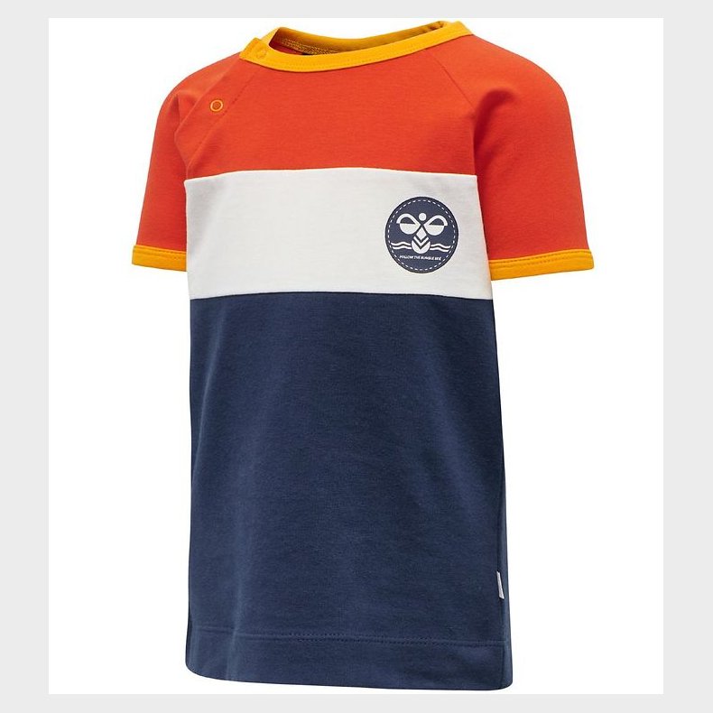 Hummel T-shirt - hmlAnton - Orange/Navy