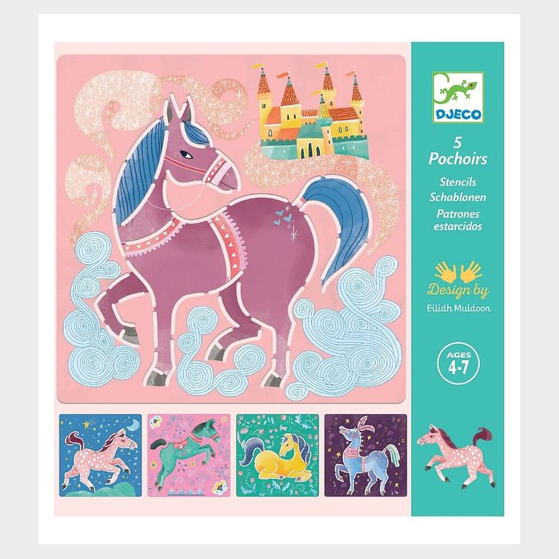 Djeco Skabeloner - 5 stk - Heste