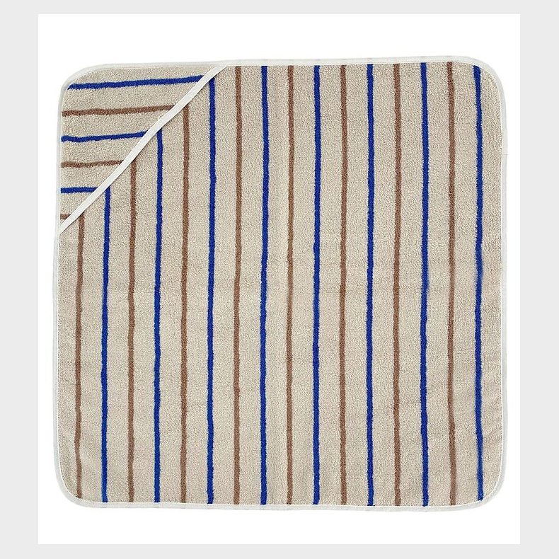 OYOY Badeslag - 100x100 cm - Raita - Karamel/Optic Blue