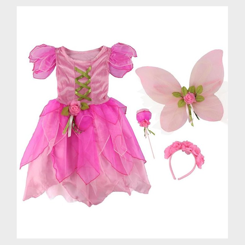 Den Goda Fen Udkl�dning - Fekjole m. Vinger/Tryllestav - Rosa