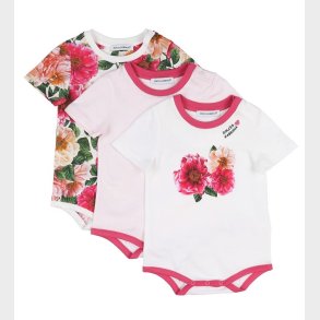 Dolce & Gabbana Gaveske - Bodyer k/ - 3 stk. - Hvid/Rosa