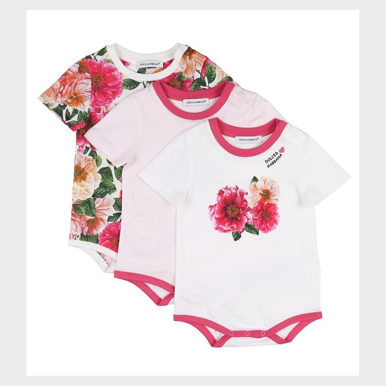 Dolce & Gabbana Gaveske - Bodyer k/ - 3 stk. - Hvid/Rosa