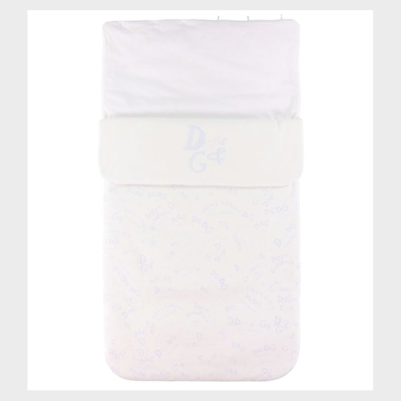 Dolce & Gabbana Krepose - 80 cm - Hvid m. Bl Logoer