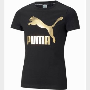 Puma T-shirt - Classics - Sort m. Guldprint