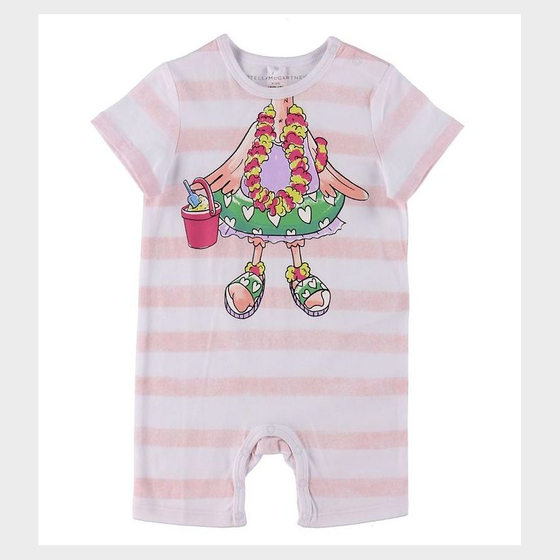 Stella McCartney Kids Sommerdragt - Hvid/Rosastribet m. Flamingo