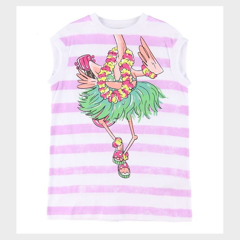 Stella McCartney Kids Kjole - Lilla/Hvidstribet m. Flamingo