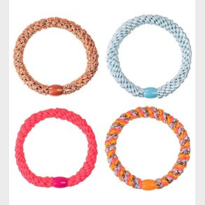 Kknekki Hrelastikker - 4-pak - Pink/Bl/Bronze Glimmer