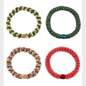 Kknekki Hrelastikker - 4-pak - Grn/Glimmer/Rd