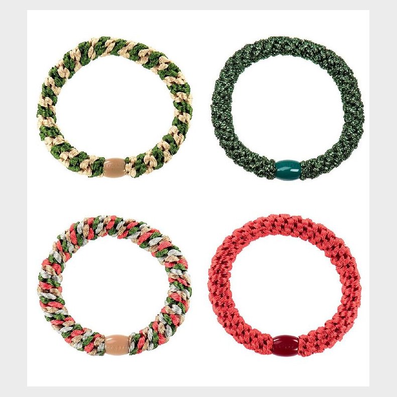 Kknekki Hrelastikker - 4-pak - Grn/Glimmer/Rd