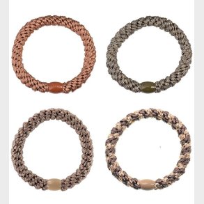 Kknekki Hrelastikker - 4-pak - Brun/Grn Glimmer