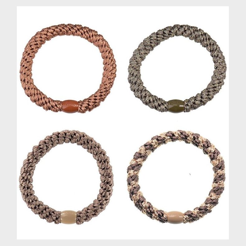 Kknekki Hrelastikker - 4-pak - Brun/Grn Glimmer