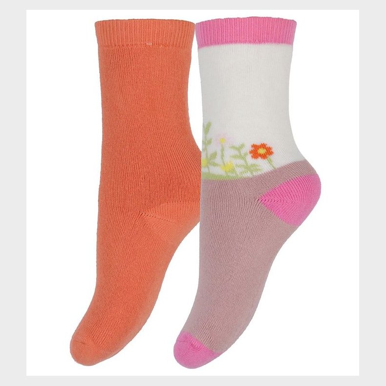 Melton Strmper - Andrea - 2-pak - Orange/Rosa