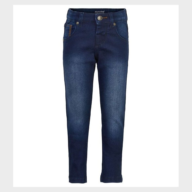 Minymo Bukser - Stretch Slim Fit - M�rkebl� Denim