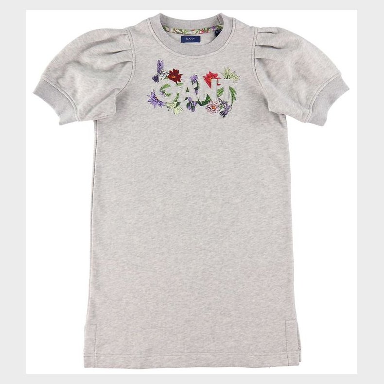GANT Kjole - Flower Logo - Lysegrmeleret m. Blomster