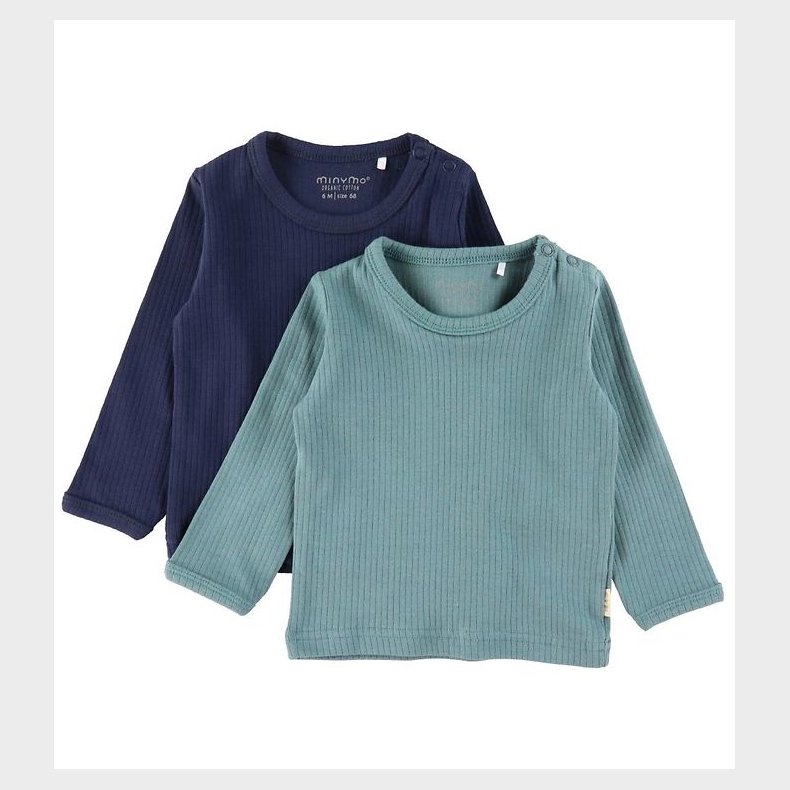 Minymo Bluse - Rib - 2-pak - Goblin Blue