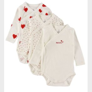 Petit Bateau Body l/ - 3-pak - Hvid m. Hjerter