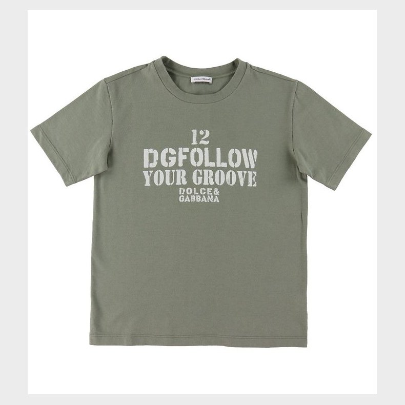 Dolce & Gabbana T-shirt - DG Skate - Armygrn m. Hvid