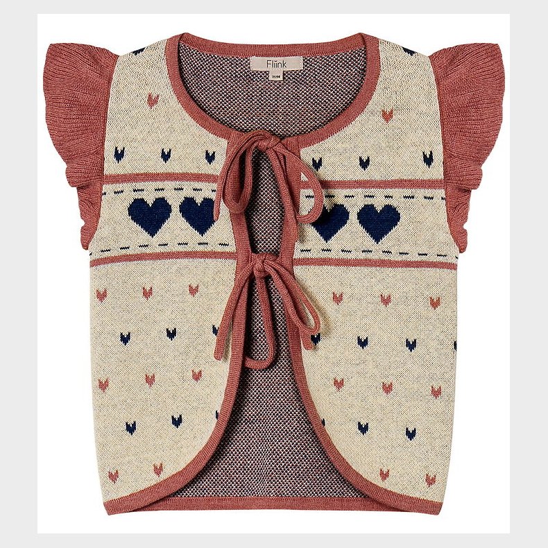 Fliink Vest - Bomuld/Uld - Nova - Multi Heart - Sandshell