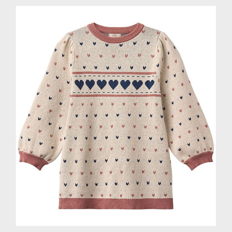 Fliink Kjole - Bomuld/Uld - Nova - Multi Heart - Sandshell