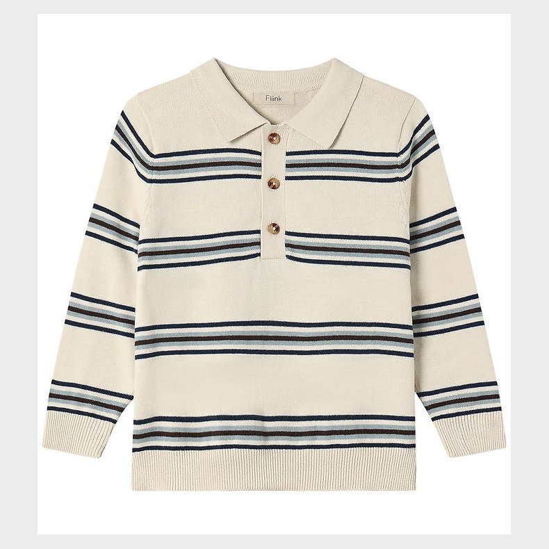 Fliink Polobluse - Strik - Benny - Sandshell/Stripes