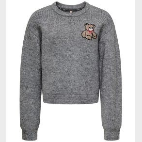 Kids Only Bluse - Strik - KogTeddy - Medium Grey Melange/Teddy