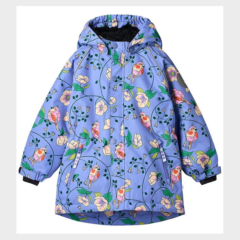 Smfolk Vinterjakke - Purple Delight m. Fugle/Blomster