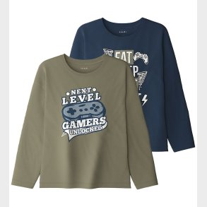 Name It Bluse - NkmVictor - 2-pak - Mermaid/Insignia Blue/ Eat G