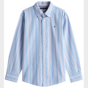 Tommy Hilfiger Skjorte - Cloudy Blue m. Hvid/Rd