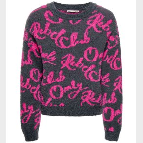 Kids Only Bluse - Strik - KogDina - Blackened Pearl/Magenta