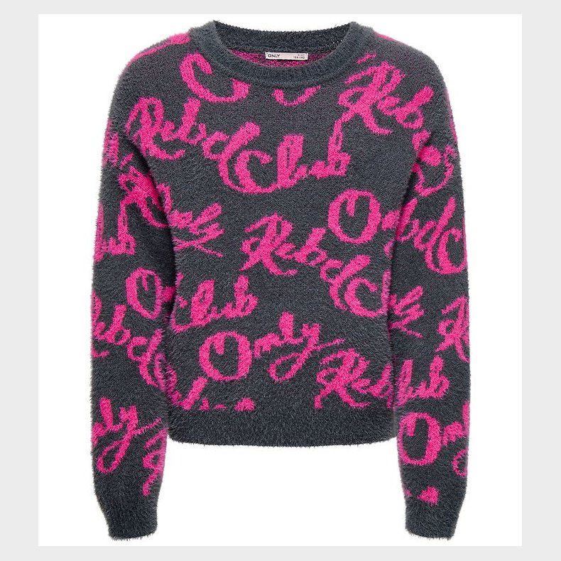 Kids Only Bluse - Strik - KogDina - Blackened Pearl/Magenta