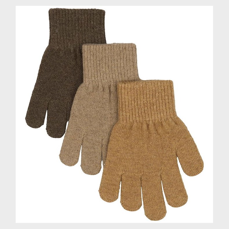 Mikk-Line Hansker - Uld/Polyamid - 3-pak - Chocolate Chip-Melang