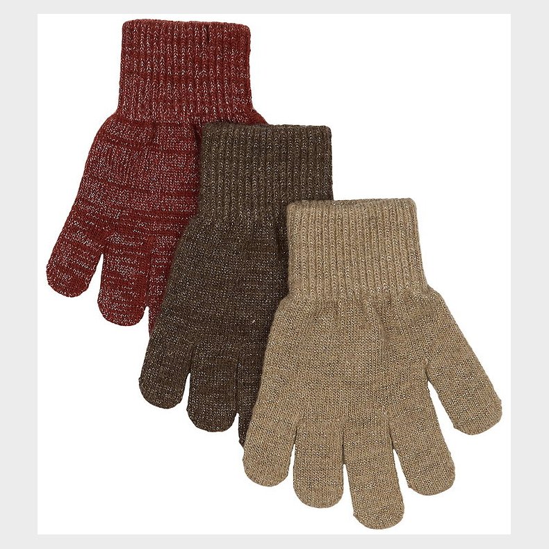 Mikk-Line Handsker - Uld/Polyamid - 3-pak - Apple Butter-Chocola