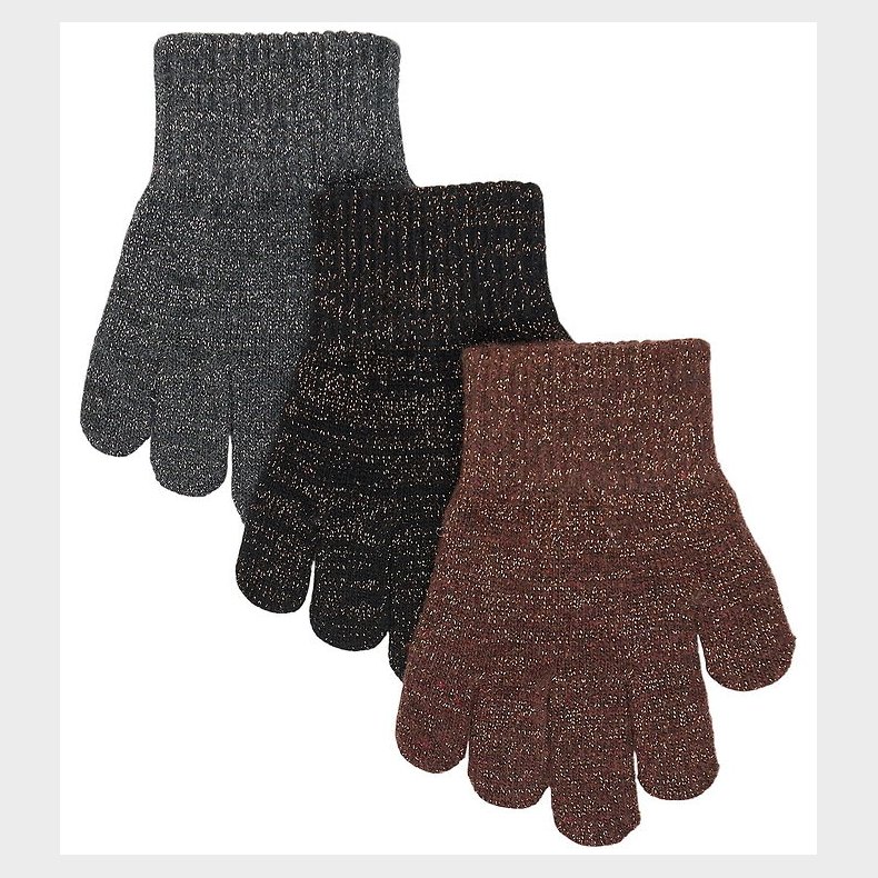 Mikk-Line Handsker - Uld/Polyamid - 3-pak - French Roast-Black-A