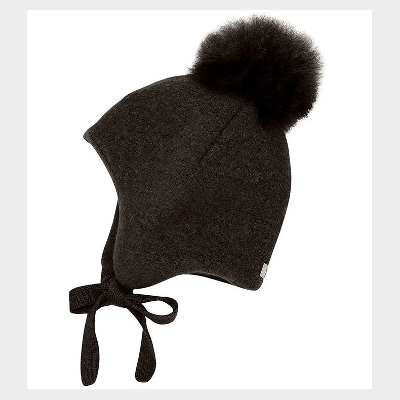 Huttelihut Hue - Uld - Dark Brown Melange m. Kvast