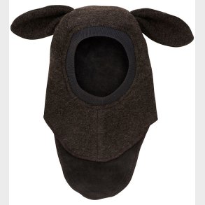 Huttelihut Elefanthue - Uld - 2-lags - Mrkebrunmeleret m. rer