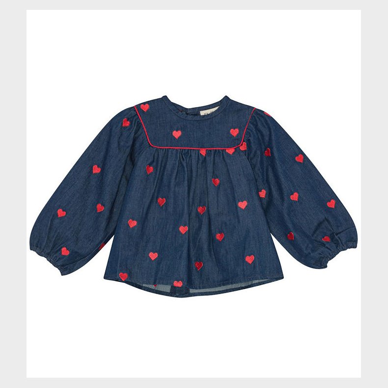 Fl�ss Bluse - Amee - Denim - Mid Blue Heart