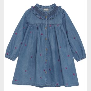 Minymo Kjole - Denim - Ombre Blue m. Kirseb�r