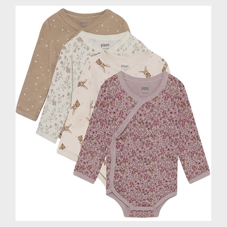 Pippi Baby Sl�-om Bodyer l/� - 4-pak - Violet Ice