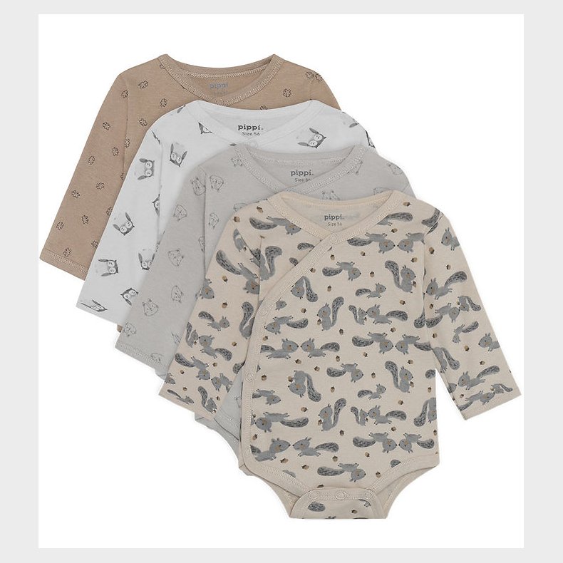 Pippi Baby Sl�-om Bodyer l/� - 4-pak - Rainy Day