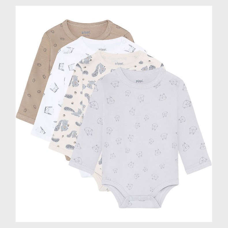 Pippi Baby Bodyer l/� - 4-pak - Rainy Day