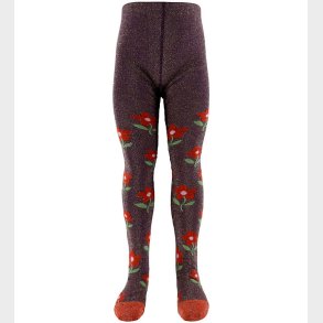 Melton Strmpebukser m. Blomser - Glitter - Hortensia