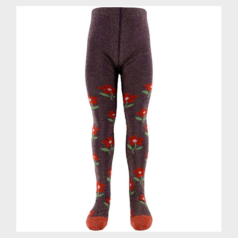 Melton Strmpebukser m. Blomser - Glitter - Hortensia