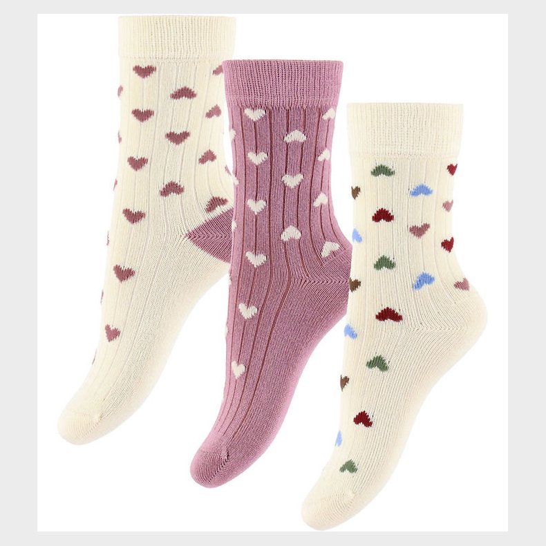 MiniPop Str�mper - Bambus - 3-pak - Heart Mix