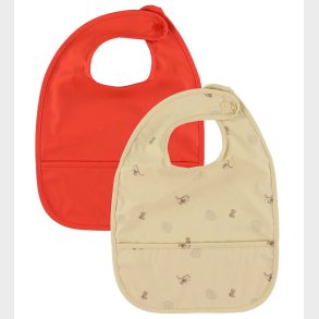 OYOY Hagesmkke - 2-pak - Dino Bib - Butter/CherryRed