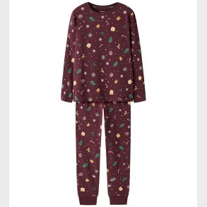 Name It Nattj - 2-delt - NknVismas - Burgundy/Xmas AOP