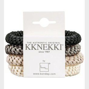 Kknekki Elastikker - 4-pak - Sort/Brun/Beige/Creme
