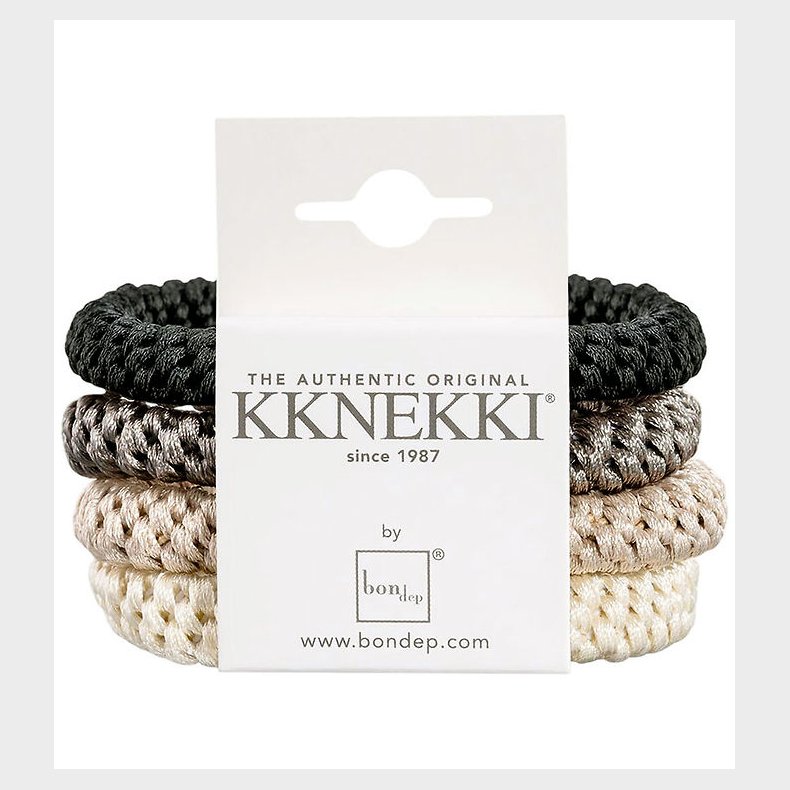 Kknekki Elastikker - 4-pak - Sort/Brun/Beige/Creme