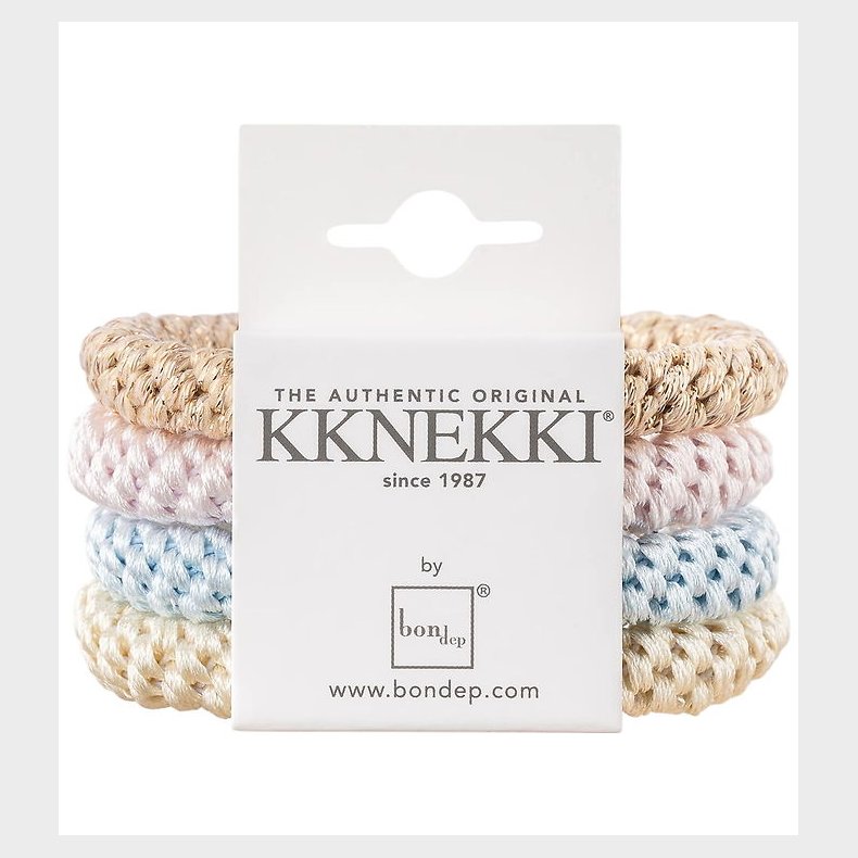 Kknekki Elastikker - 4-pak - Bl/Creme/Rosa/Guld
